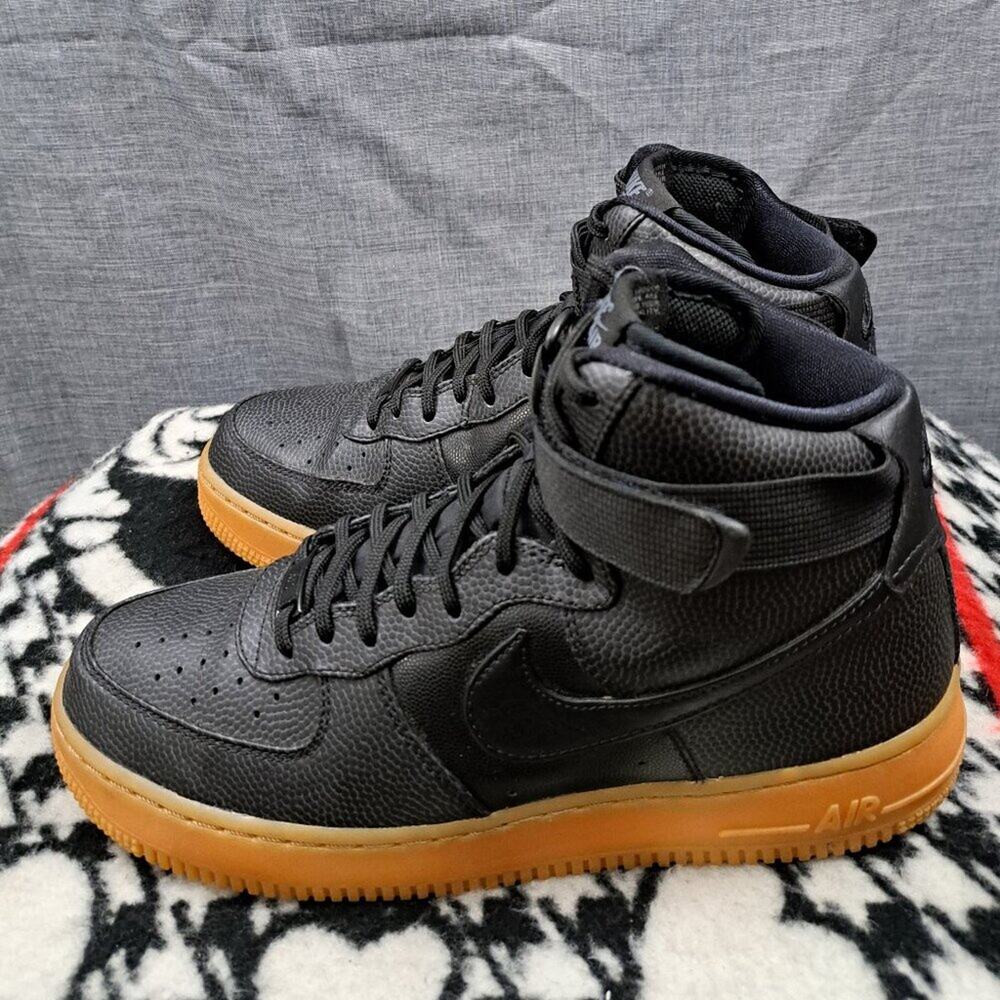 %Size 10 Nike Air Force 1 High AF1 SE Black Gum Sole Woman Sneaker A 26